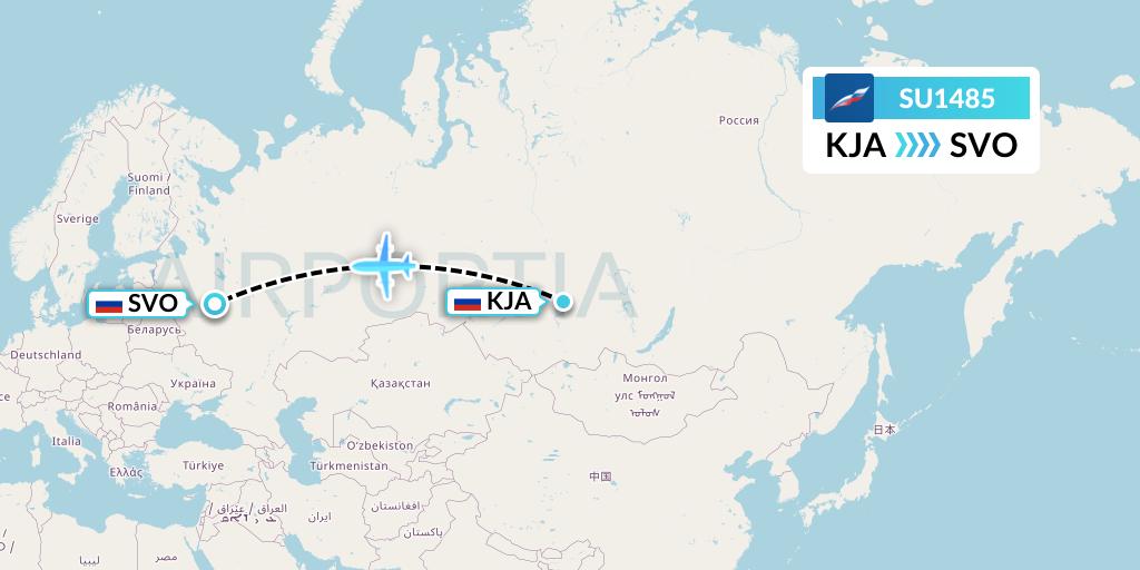 SU1485 Aeroflot Flight Map: Krasnoyarsk to Moscow