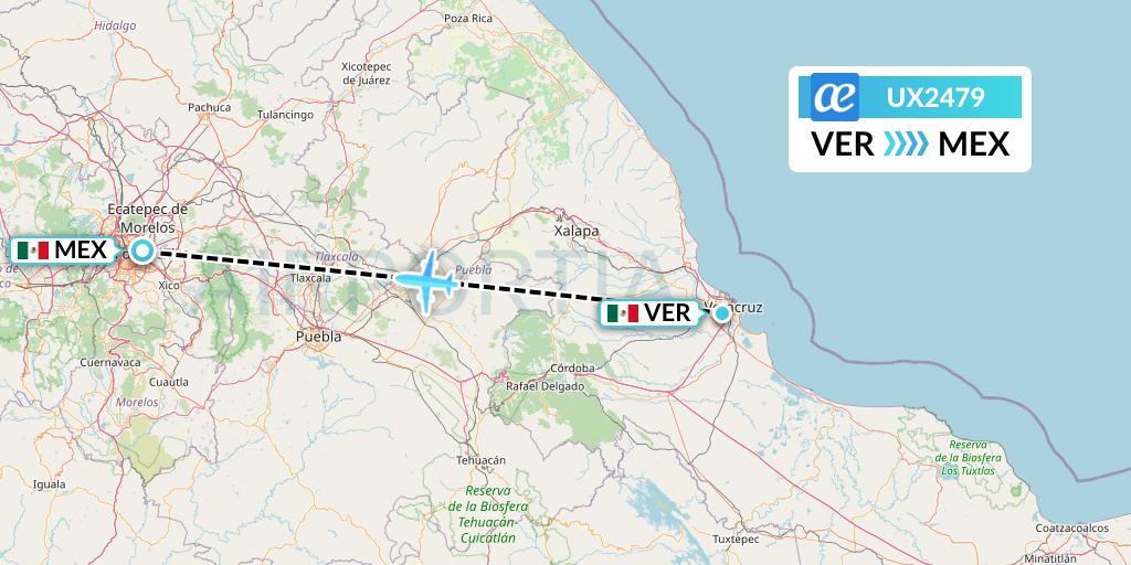 UX2479 Air Europa Flight Map: Veracruz to Mexico City