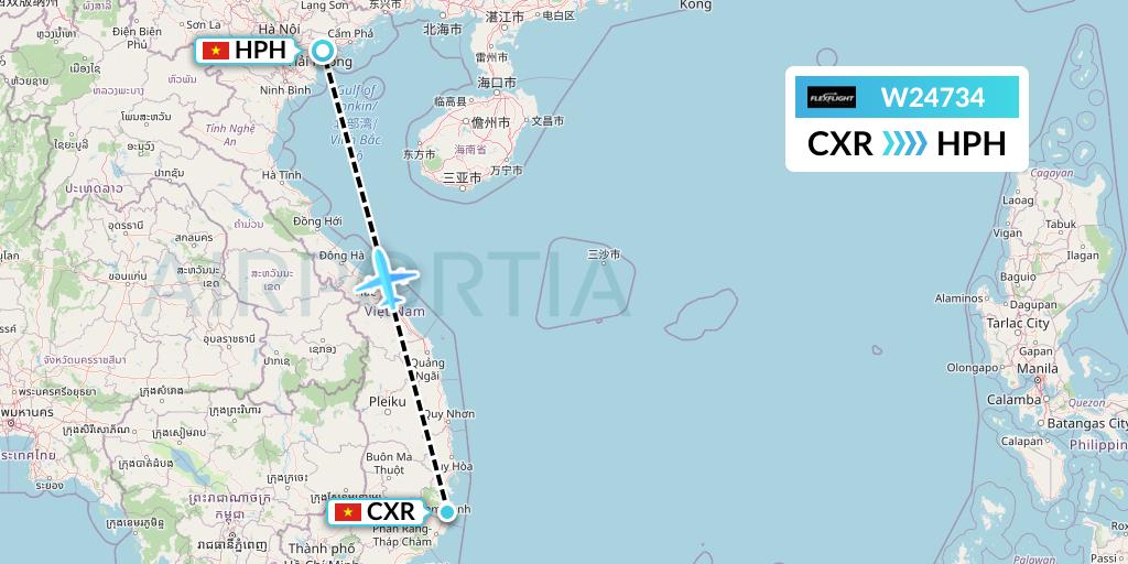 W24734 Flex Flight Flight Map: Nha Trang to Haiphong