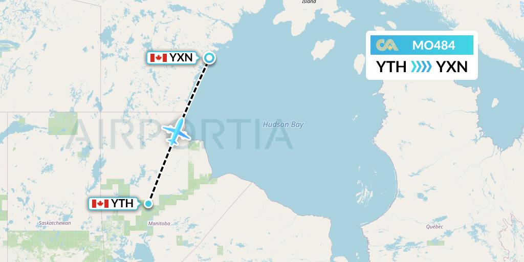 MO484 Calm Air Flight Map: Thompson to Whale Cove