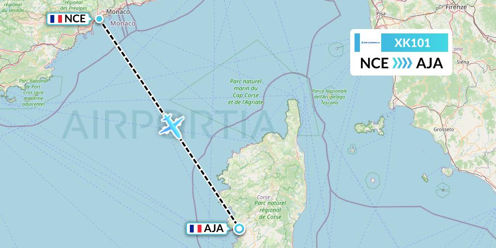 XK101 Air Corsica Flight Map: Nice to Ajaccio