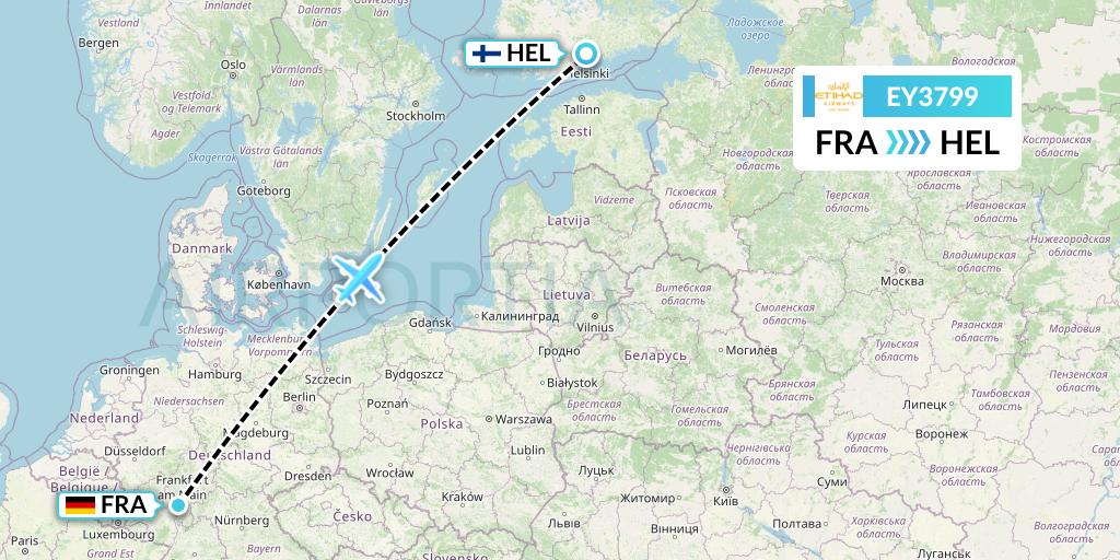 EY3799 Etihad Airways Flight Map: Frankfurt to Helsinki