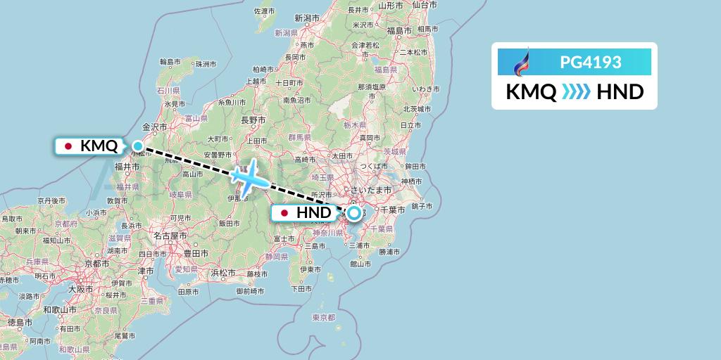 PG4193 Bangkok Airways Flight Map: Komatsu to Tokyo