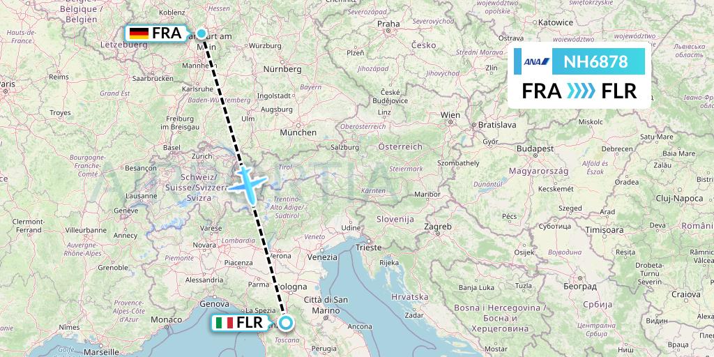 NH6878 All Nippon Airways Flight Map: Frankfurt to Florence