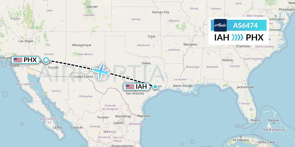 AS6474 Alaska Airlines Flight Map: Houston to Phoenix