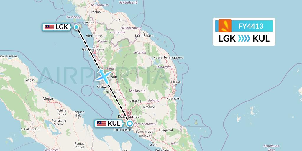FY4413 Firefly Flight Map: Langkawi to Kuala Lumpur