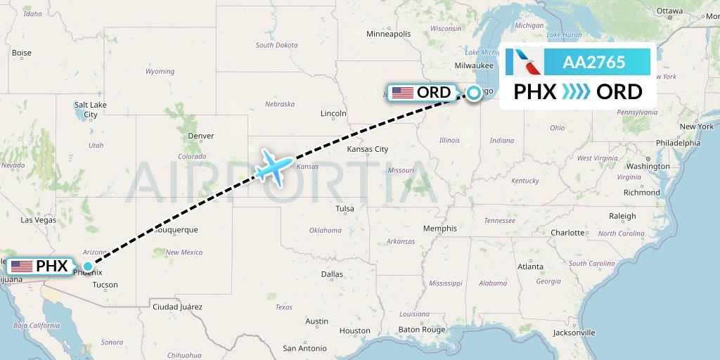 AA2765 American Airlines Flight Map: Phoenix to Chicago