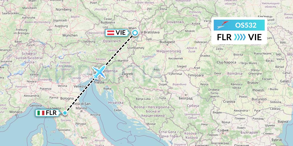 OS532 Austrian Airlines Flight Map: Florence to Vienna