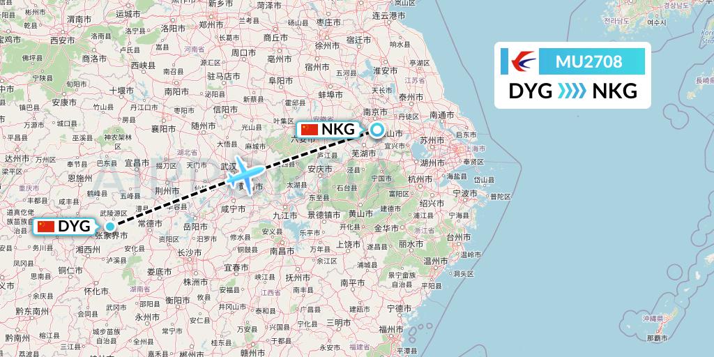 MU2708 China Eastern Airlines Flight Map: Dayong to Nanjing