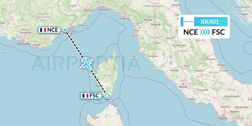 XK401 Air Corsica Flight Map: Nice to Figari