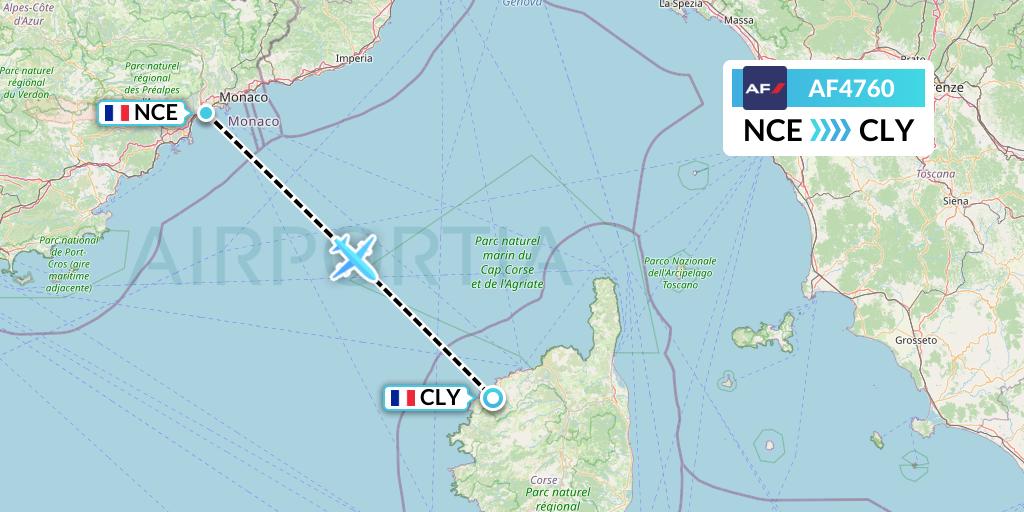 AF4760 Air France Flight Map: Nice to Calvi