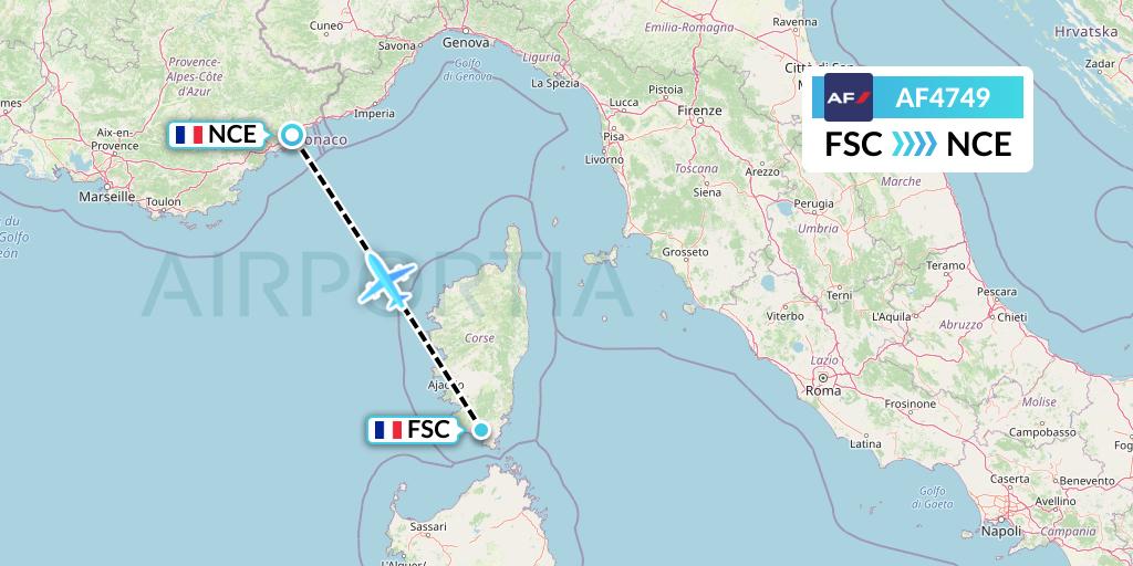 AF4749 Air France Flight Map: Figari to Nice