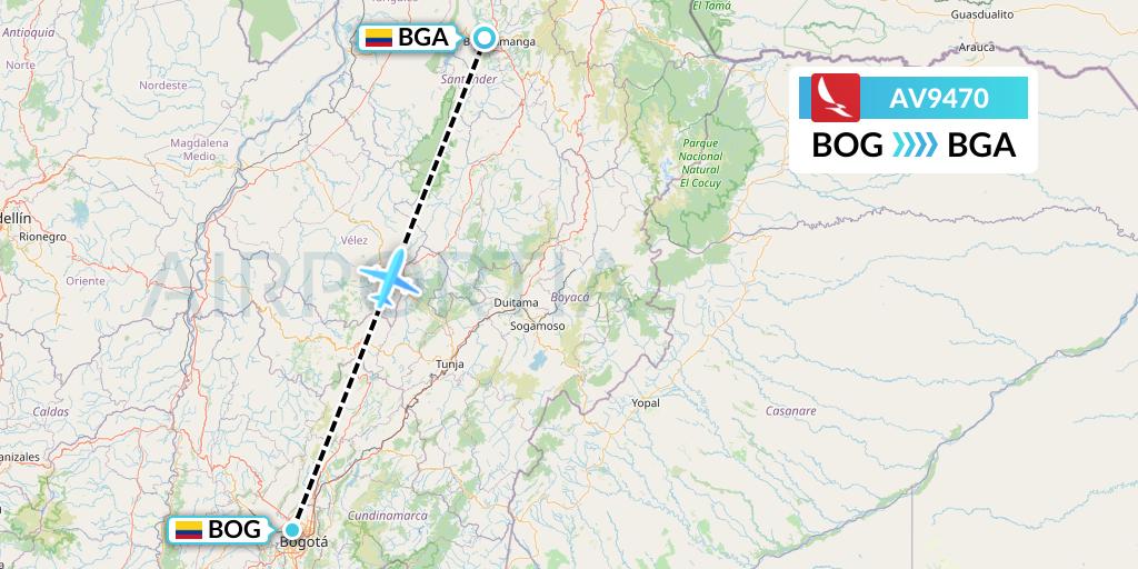 AV9470 Avianca Flight Map: Bogota to Bucaramanga