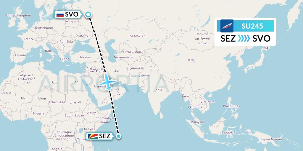 SU245 Aeroflot Flight Map: Victoria to Moscow