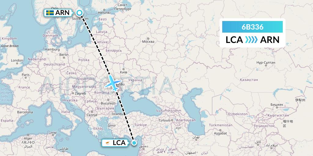 6B336 TUI fly Nordics Flight Map: Larnaca to Stockholm