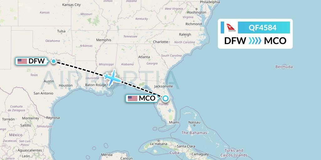QF4584 Qantas Flight Map: Dallas to Orlando