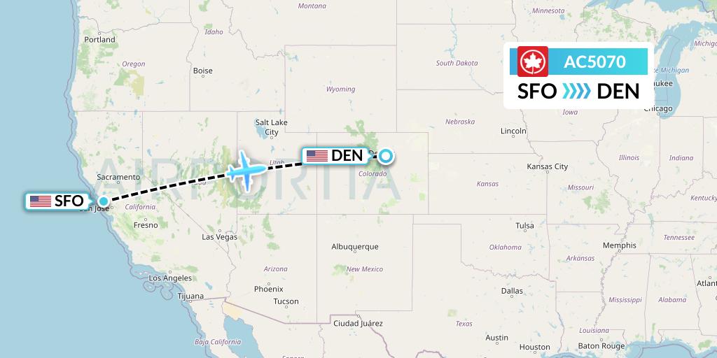 AC5070 Air Canada Flight Map: San Francisco to Denver