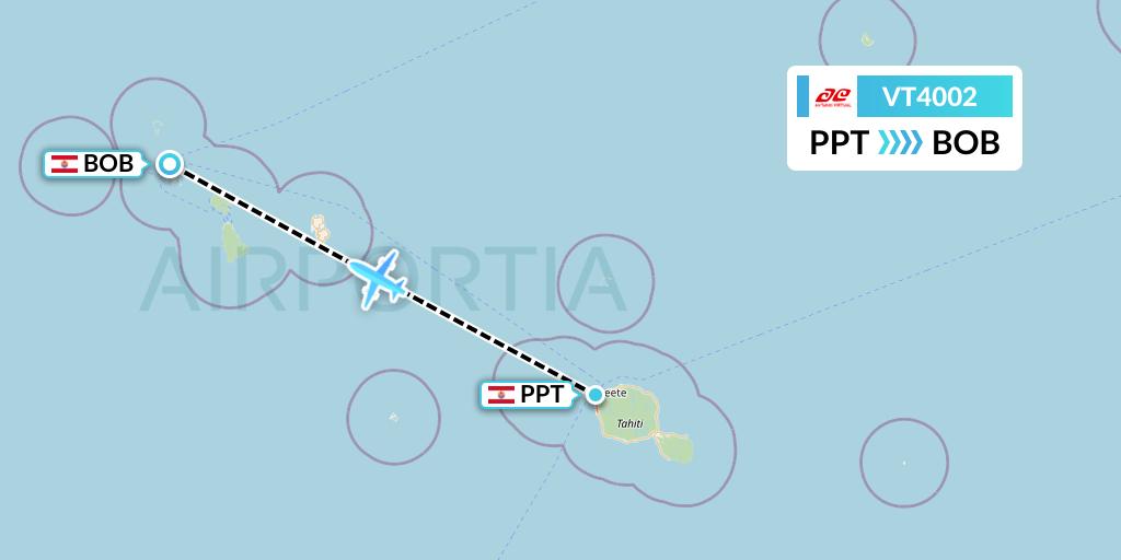 VT4002 Air Tahiti Flight Map: Papeete to Bora Bora