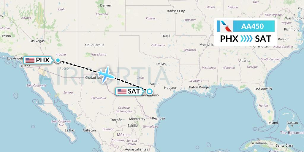 AA450 American Airlines Flight Map: Phoenix to San Antonio
