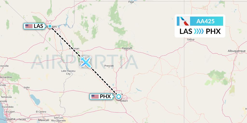 AA425 American Airlines Flight Map: Las Vegas to Phoenix