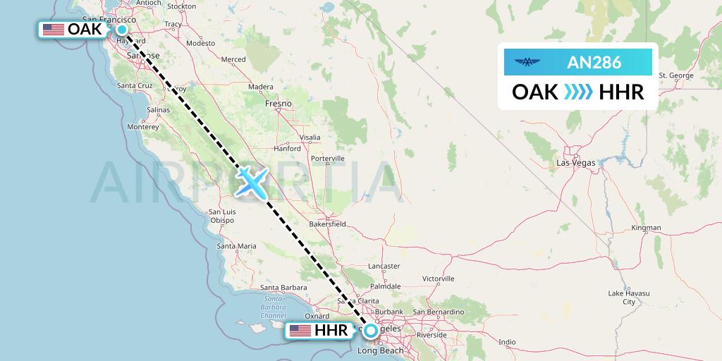 AN286 Advanced Air Flight Map: Oakland to Hawthorne