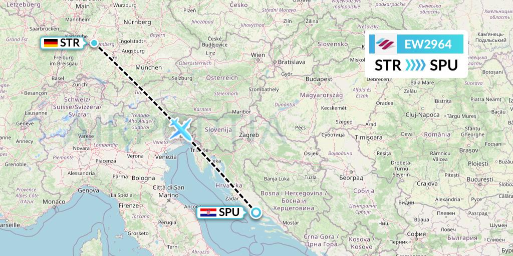 EW2964 Eurowings Flight Map: Stuttgart to Split