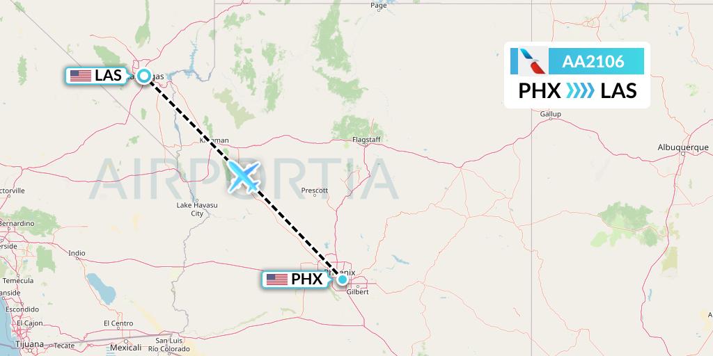 AA2106 American Airlines Flight Map: Phoenix to Las Vegas