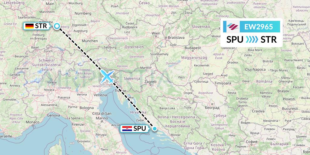 EW2965 Eurowings Flight Map: Split to Stuttgart