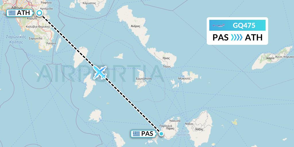 GQ475 Sky Express (Greece) Flight Map: Paros to Athens