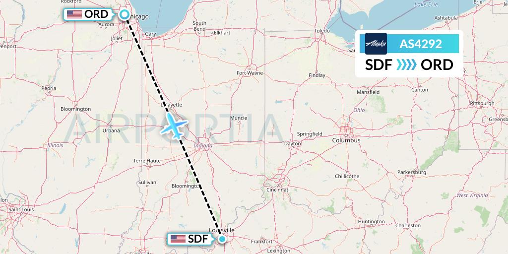 AS4292 Alaska Airlines Flight Map: Louisville to Chicago