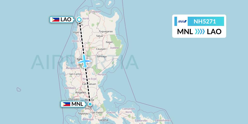NH5271 All Nippon Airways Flight Map: Manila to Laoag City