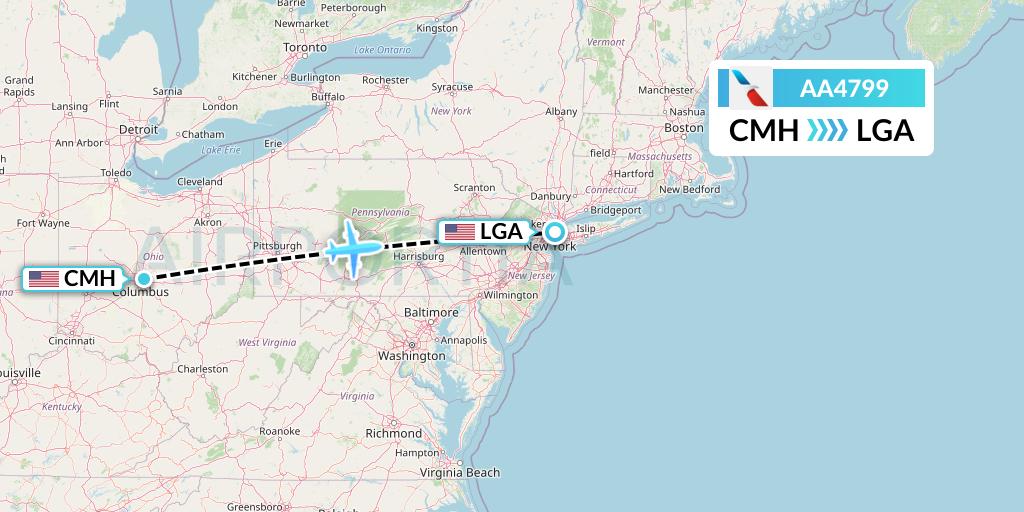 AA4799 American Airlines Flight Map: Columbus to New York