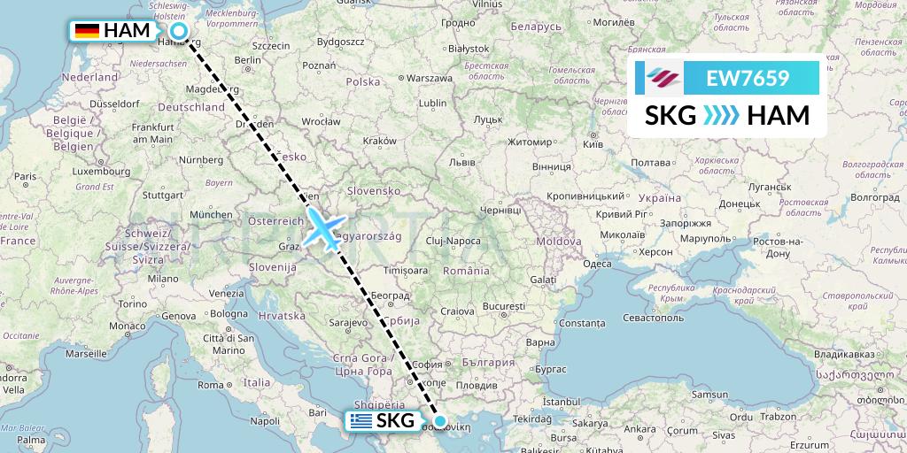 EW7659 Eurowings Flight Map: Thessaloniki to Hamburg