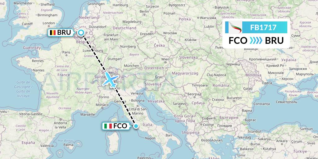 FB1717 Bulgaria Air Flight Map: Rome to Brussels