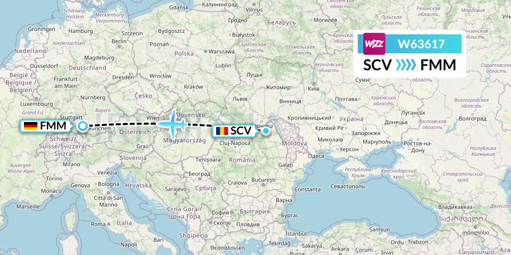 W63617 Wizz Air Flight Map: Suceava to Memmingen