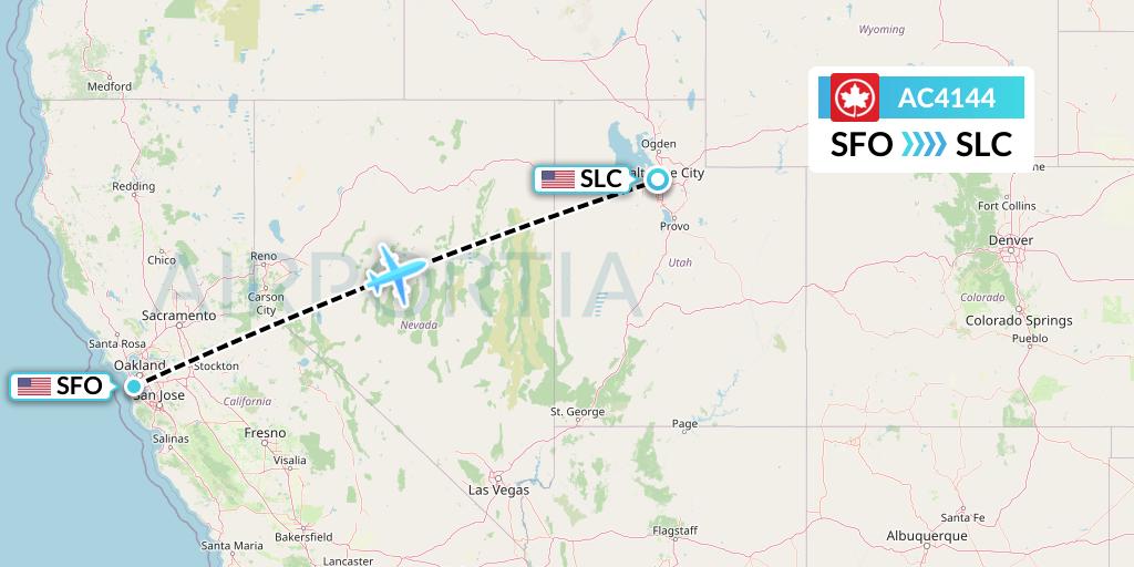 AC4144 Air Canada Flight Map: San Francisco to Salt Lake City