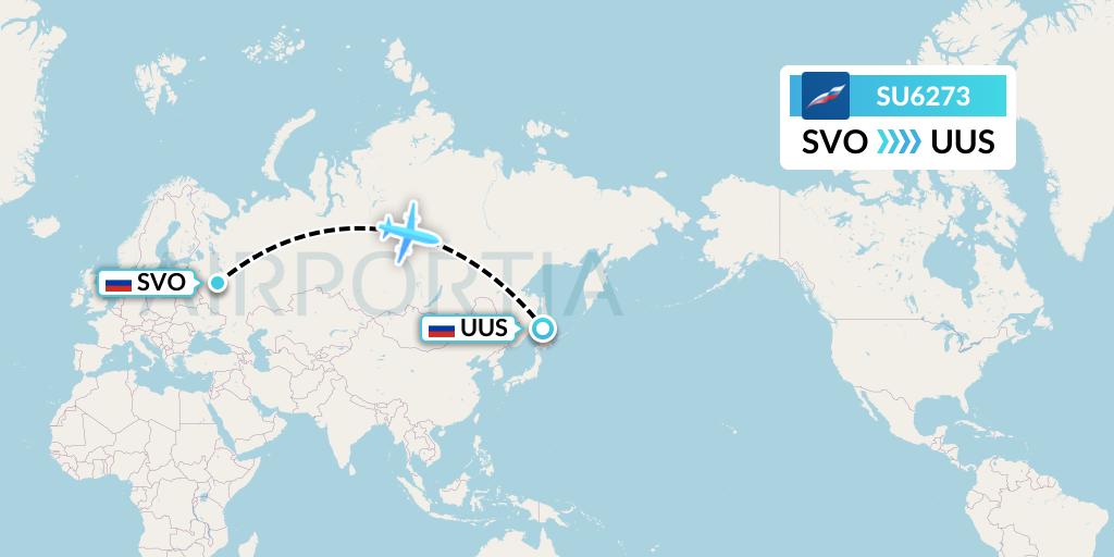 SU6273 Aeroflot Flight Map: Moscow to Yuzhno-Sakhalinsk