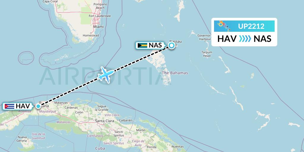 UP2212 Bahamasair Flight Map: Havana to Nassau