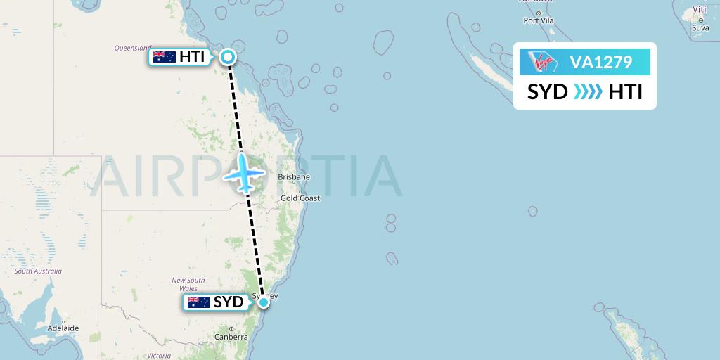 VA1279 Virgin Australia Flight Map: Sydney to Hamilton Island