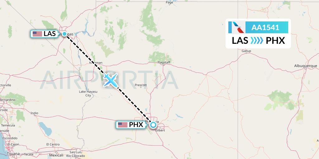 AA1541 American Airlines Flight Map: Las Vegas to Phoenix