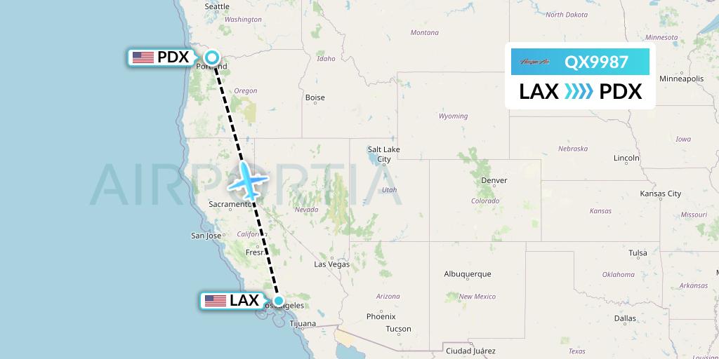 QX9987 Horizon Air Flight Map: Los Angeles to Portland