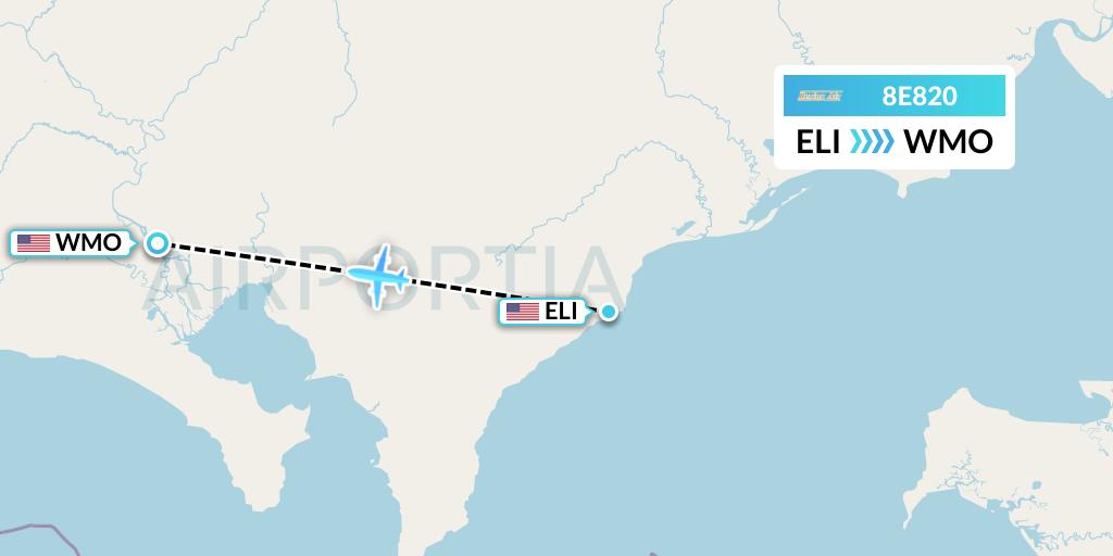 8E820 Bering Air Flight Map: Elim to White Mountain