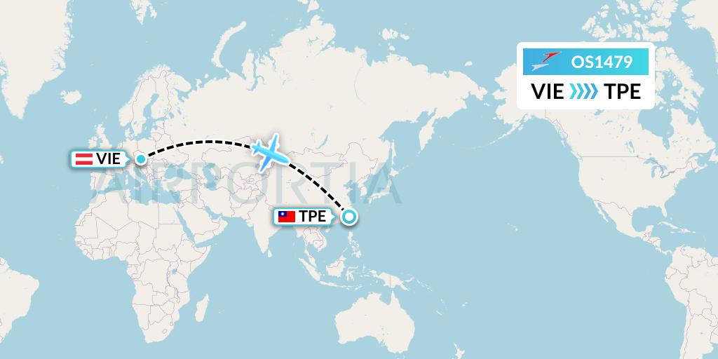 OS1479 Austrian Airlines Flight Map: Vienna to Taipei