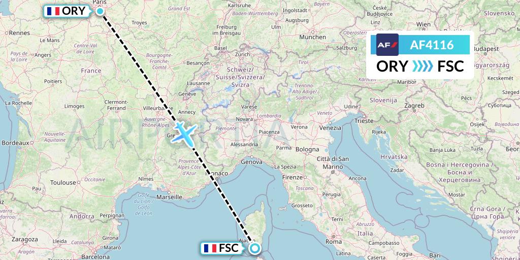 AF4116 Air France Flight Map: Paris to Figari