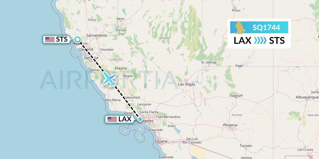 SQ1744 Singapore Airlines Flight Map: Los Angeles to Santa Rosa
