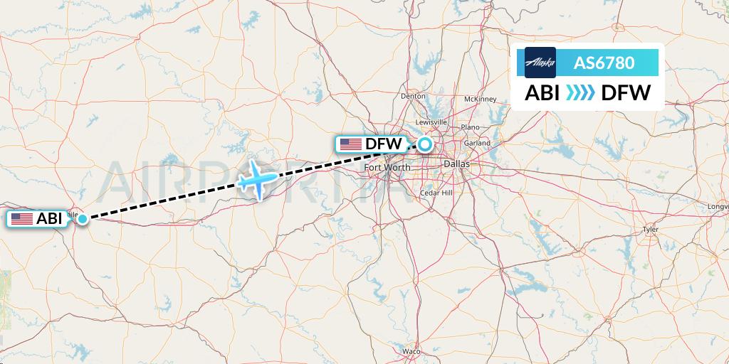 AS6780 Alaska Airlines Flight Map: Abilene to Dallas