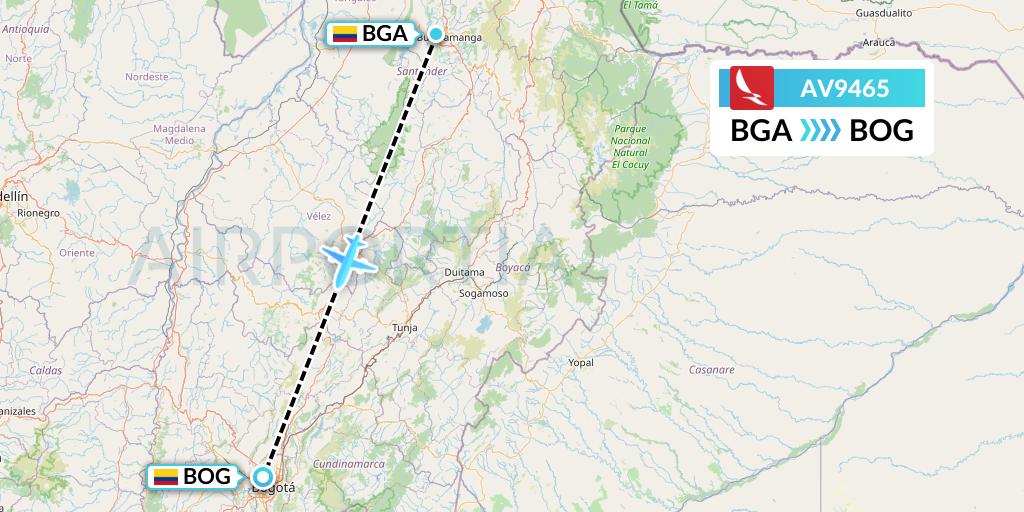 AV9465 Avianca Flight Map: Bucaramanga to Bogota
