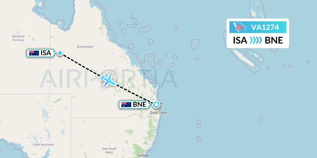 VA1274 Virgin Australia Flight Map: Mount Isa to Brisbane