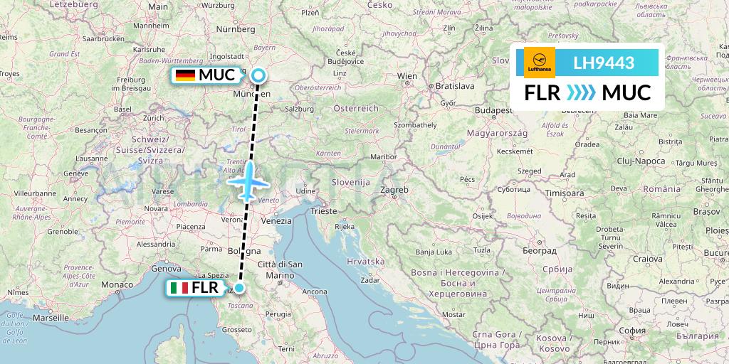 LH9443 Lufthansa Flight Map: Florence to Munich