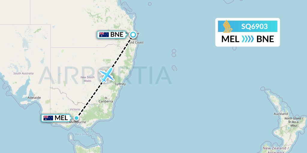 SQ6903 Singapore Airlines Flight Map: Melbourne to Brisbane